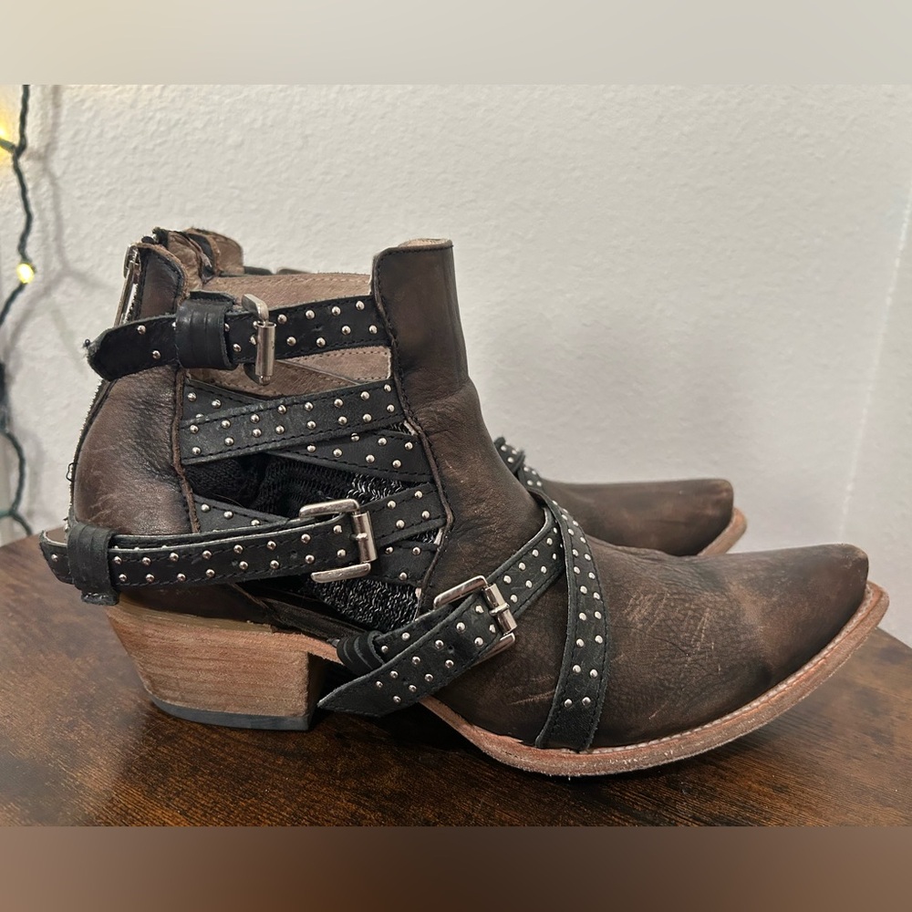 Freebird by Steven Brown Studded Cutout Ankle Booties